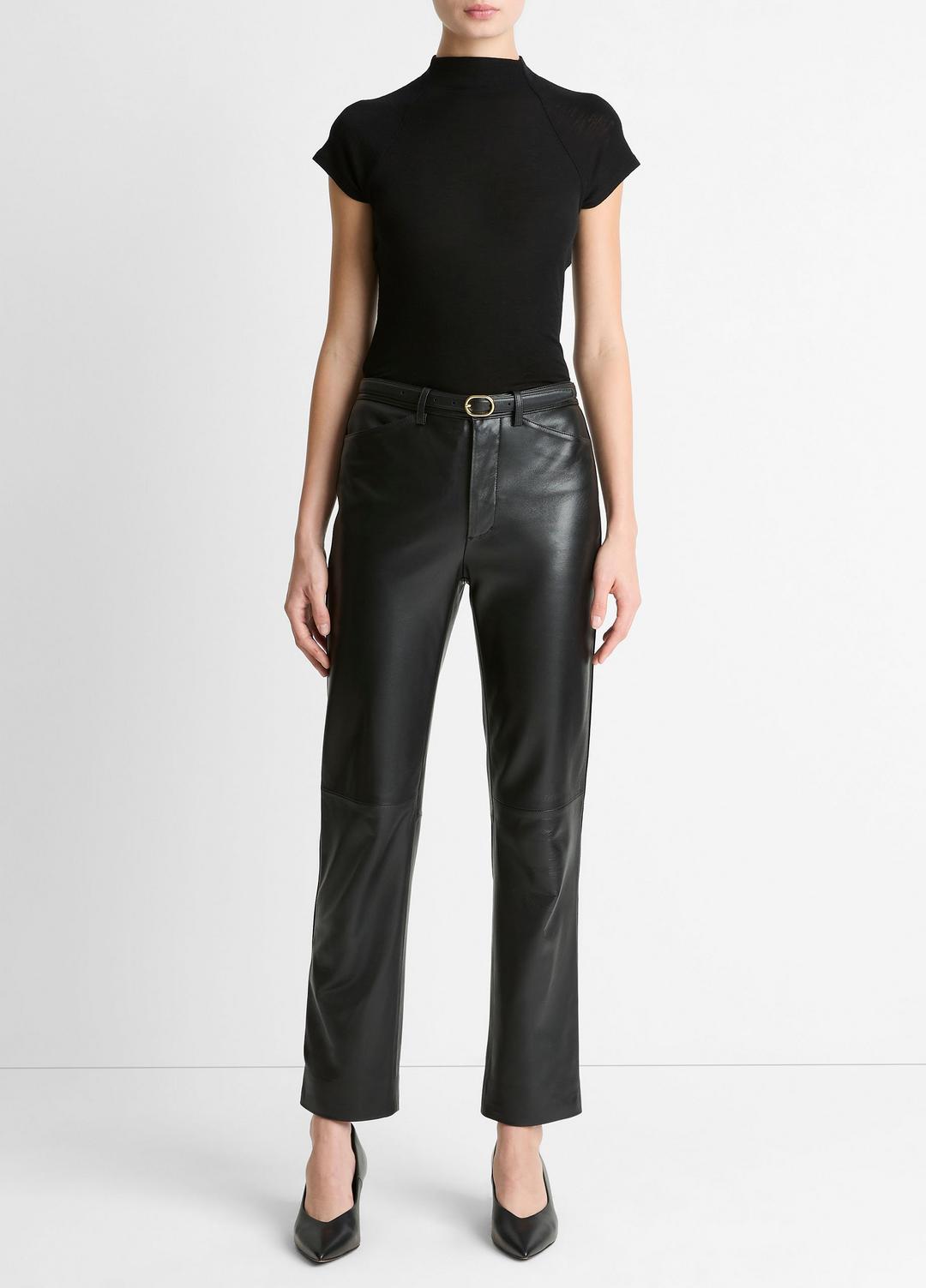 Wool Raglan Cap-Sleeve Mock-Neck Top in Short Sleeve | VINCE Women