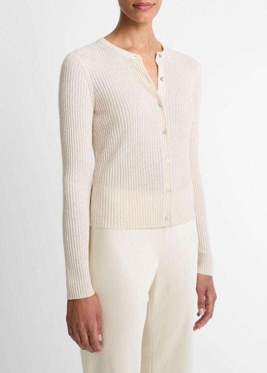 Ribbed Cashmere-Silk Cardigan in Cardigans | VINCE Women