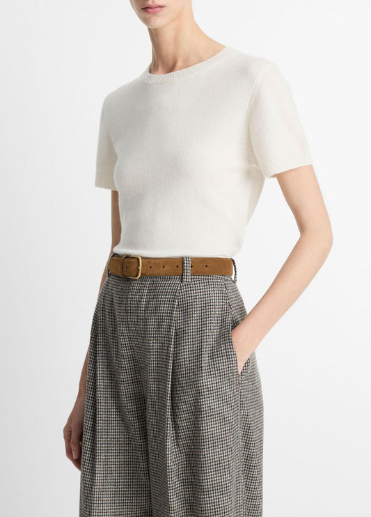Wool & Cashmere-Blend Short-Sleeve Sweater in Crew Neck | VINCE Women