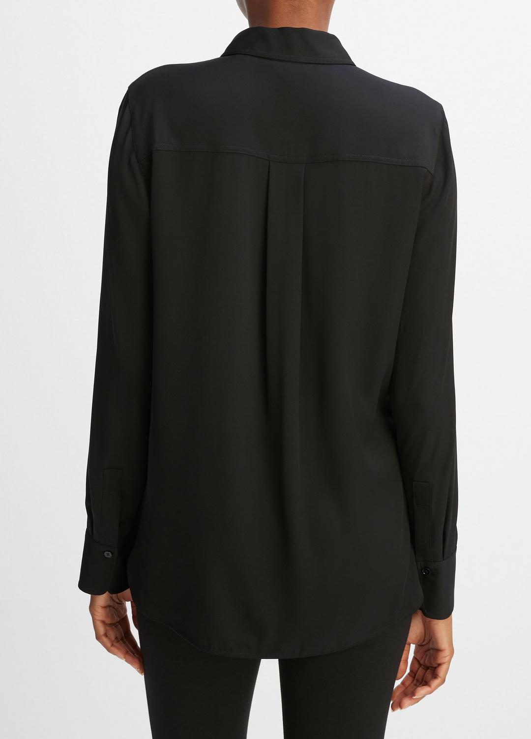 Slim Fitted Stretch-Silk Blouse in Long Sleeve | VINCE Women