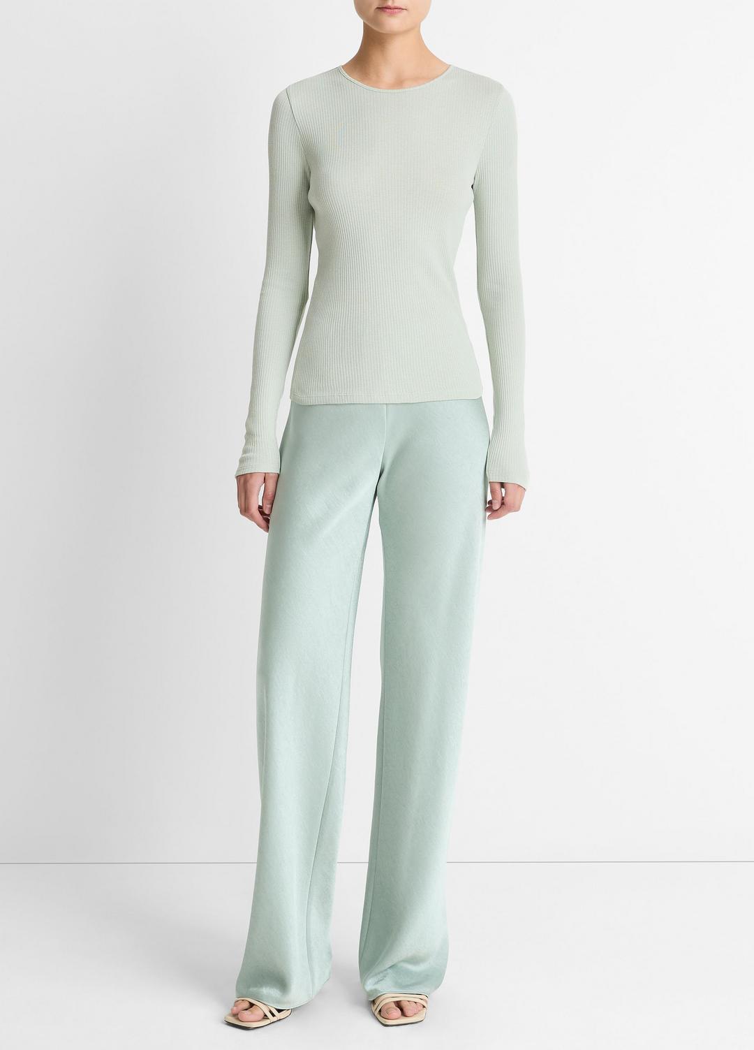 Ribbed Pima Cotton Long-Sleeve T-Shirt in Long Sleeve | VINCE Women