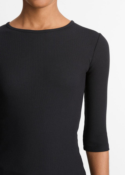 Elbow-Sleeve Crew Neck T-Shirt in Short Sleeve | VINCE Women