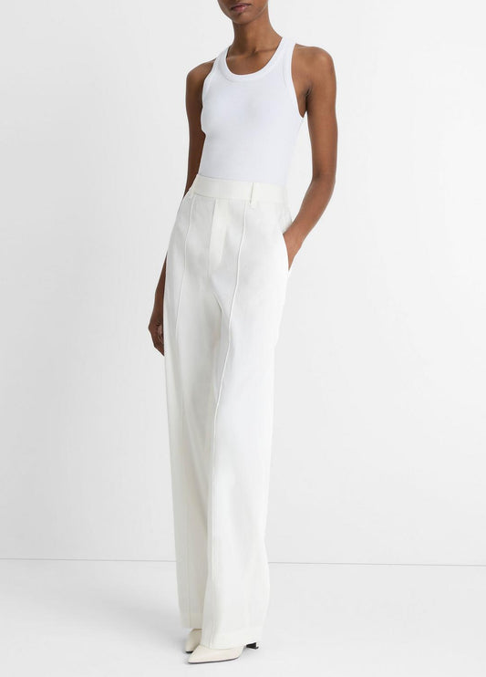 Linen-Blend High-Rise Pull-On Pant in Trousers | VINCE Women