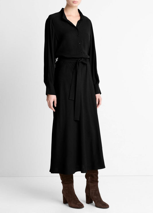 Crepe Collar-Stand Shirt Dress in Dresses | VINCE Women