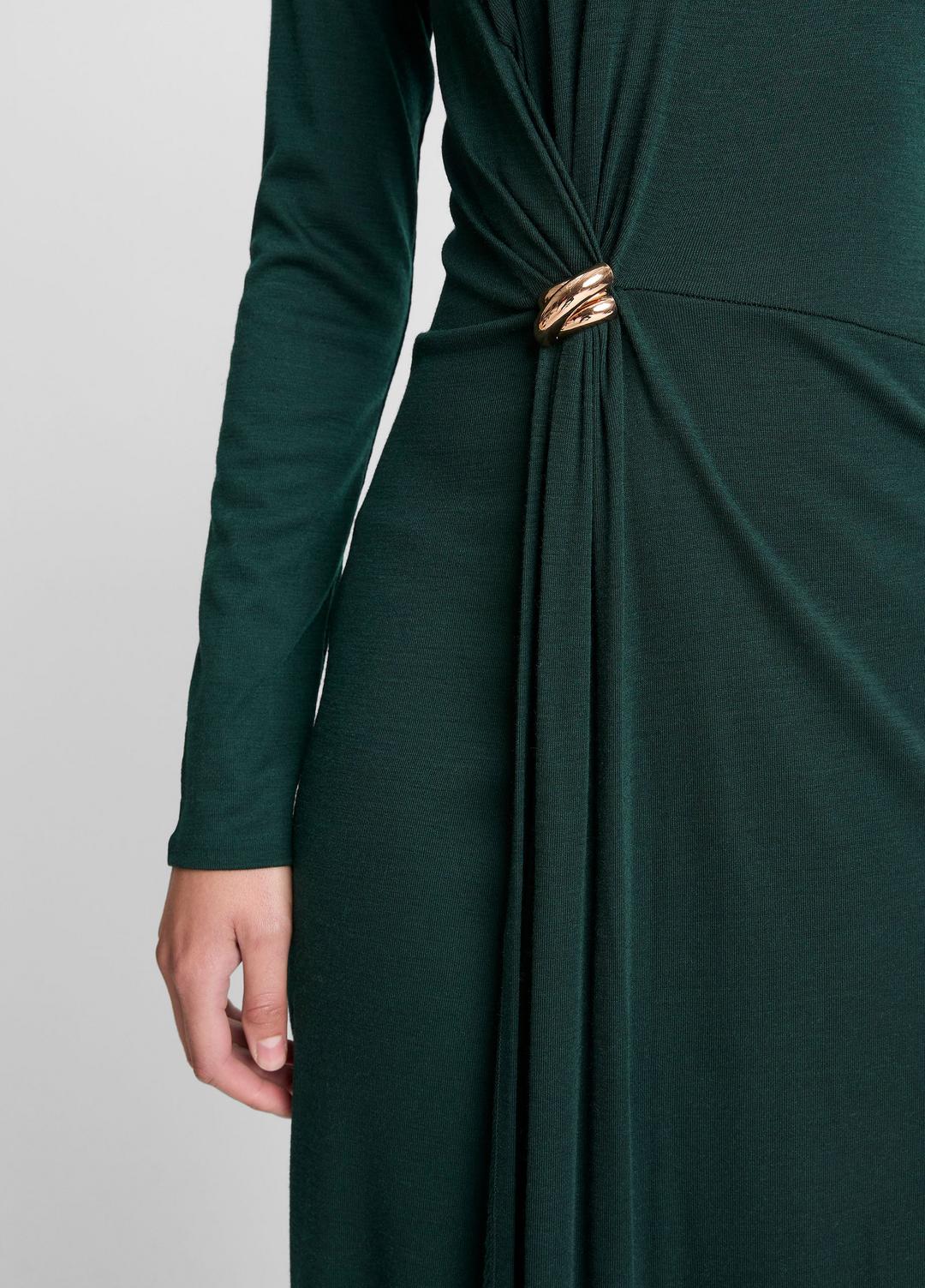 Cinched-Waist Wool-Blend Long-Sleeve Dress in Dresses | VINCE Women