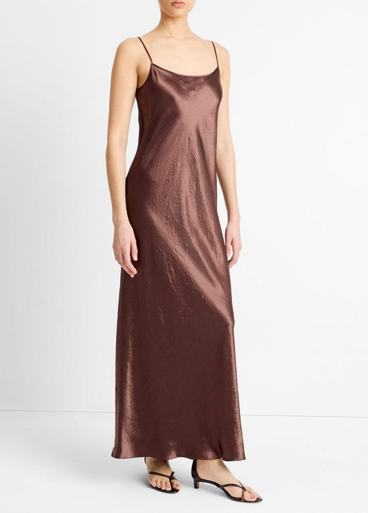 Satin Bias Maxi Slip Dress in Dresses | VINCE Women