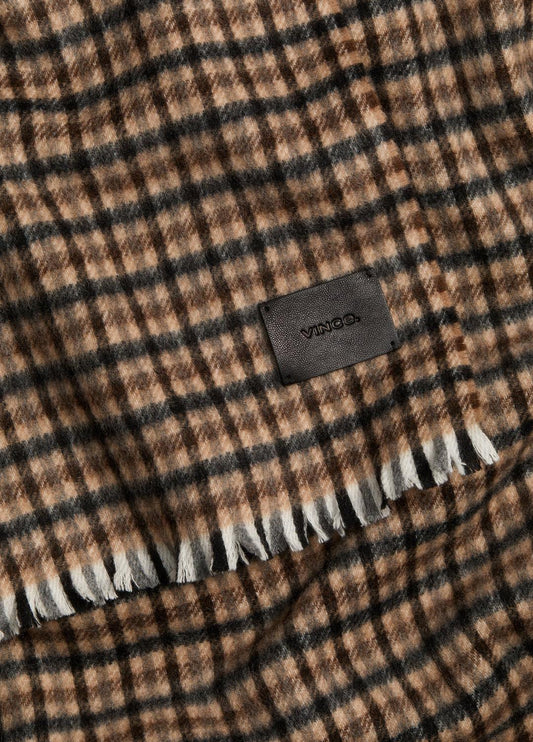 Gingham Wool-Cashmere Oversized Wrap in Scarves & Hats | VINCE Women