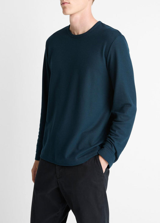 Pima Cotton Piqué Long-Sleeve T-Shirt in Long Sleeve | VINCE Men