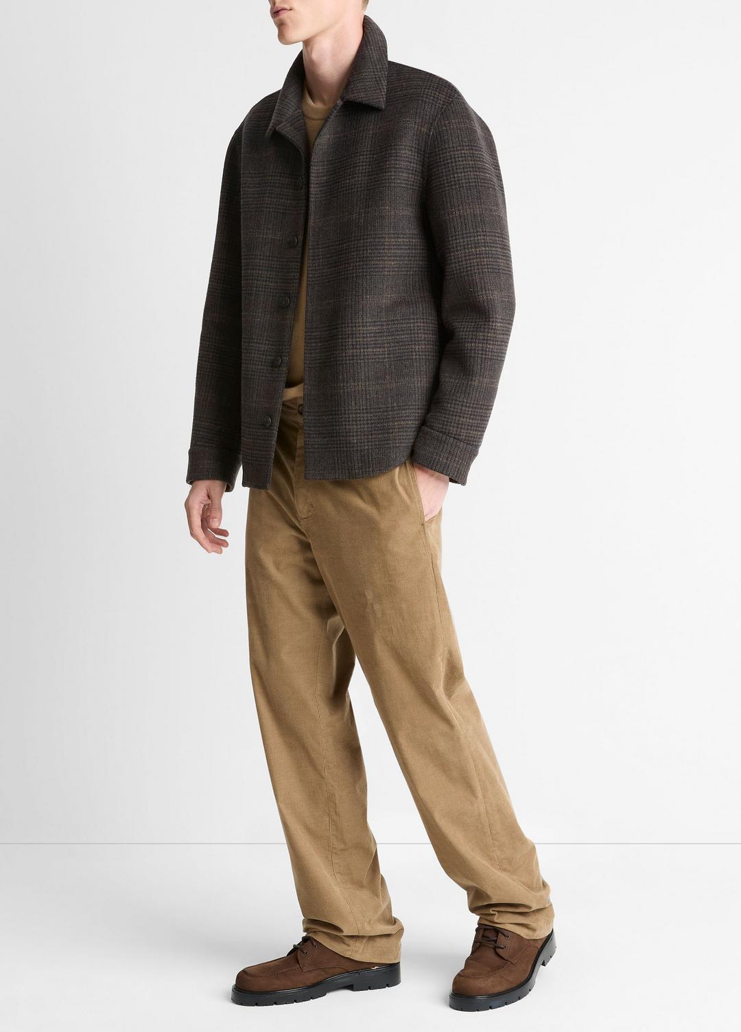 Plaid Splittable Wool-Blend Shirt Jacket in Shirt Jackets | VINCE Men