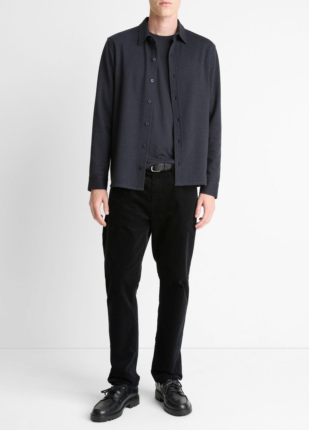 Herringbone Cotton-Blend Button-Front Shirt in Long Sleeve | VINCE Men