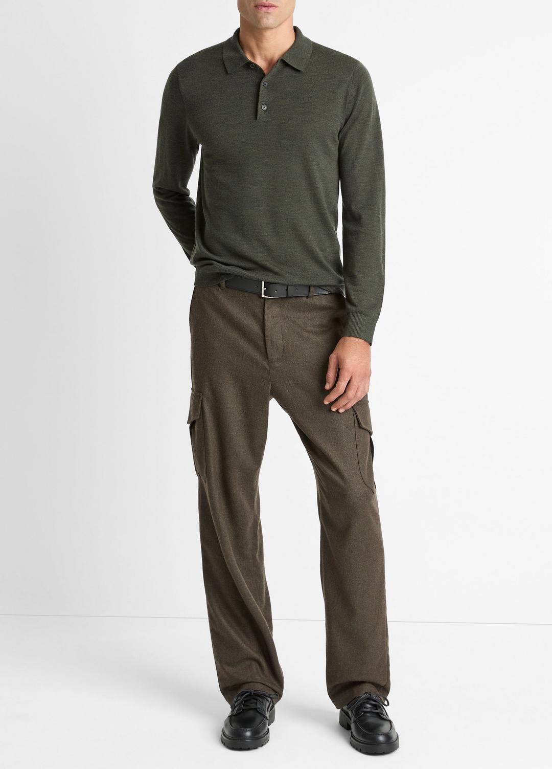 Wool Polo Sweater in Sweaters | VINCE Men