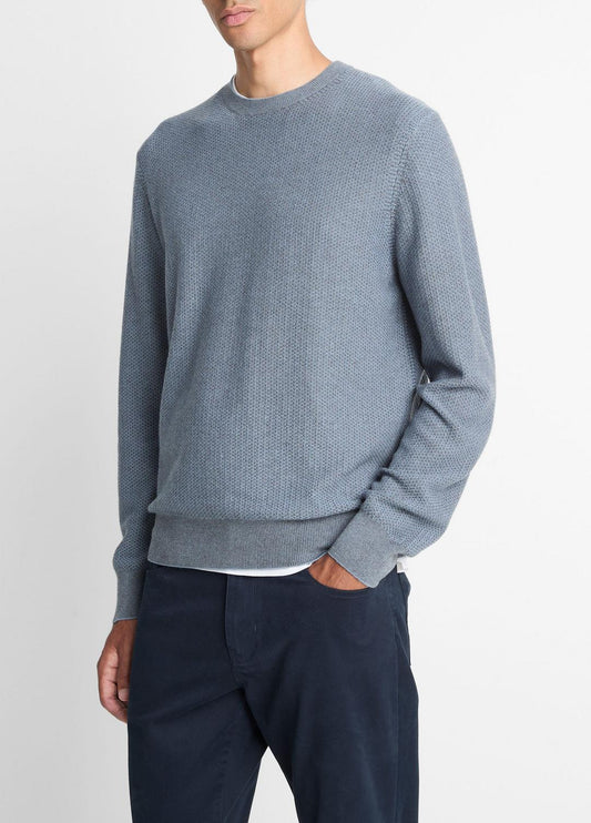 Geo-Jacquard Wool-Blend Crew Neck Sweater in Crew Neck | VINCE Men