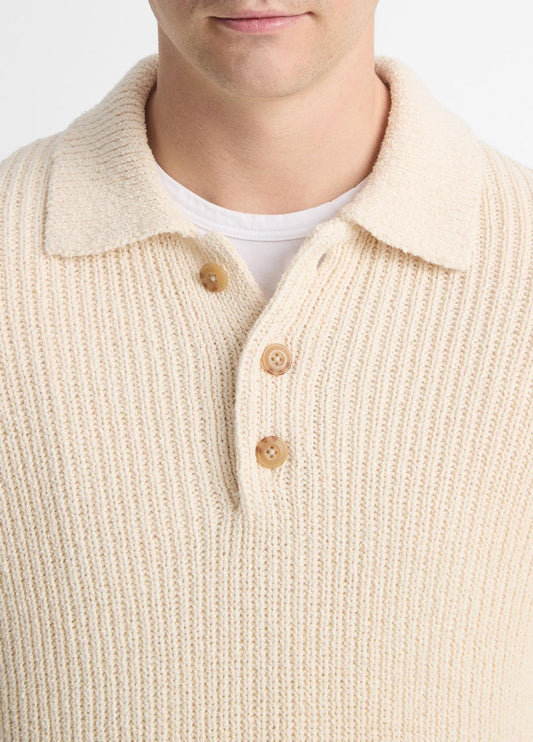 Shaker Italian Cotton-Blend Polo Sweater in Sweaters | VINCE Men