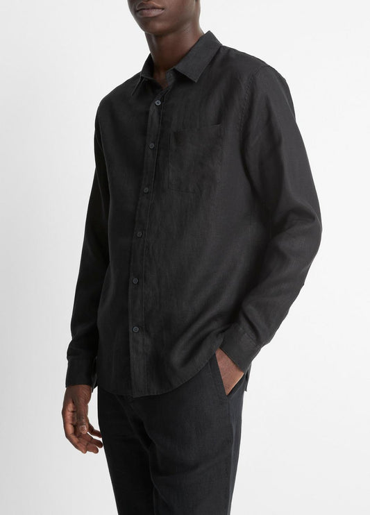 Linen Long-Sleeve Shirt in Long Sleeve | VINCE Men