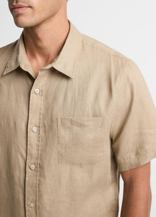 Linen Short-Sleeve Shirt in Long Sleeve | VINCE Men