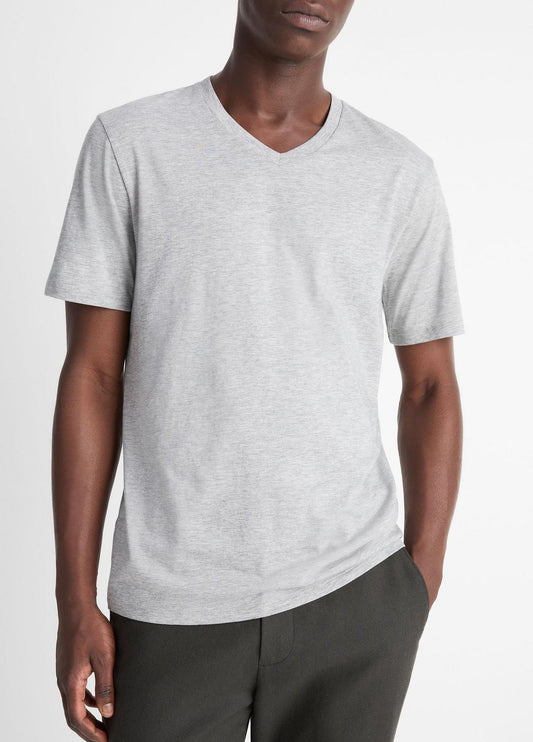 Pima Cotton V-Neck T-Shirt in Short Sleeve | VINCE Men