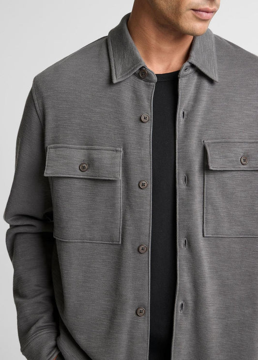 Double-Slub Cotton-Blend Shirt Jacket in Jackets | VINCE Men