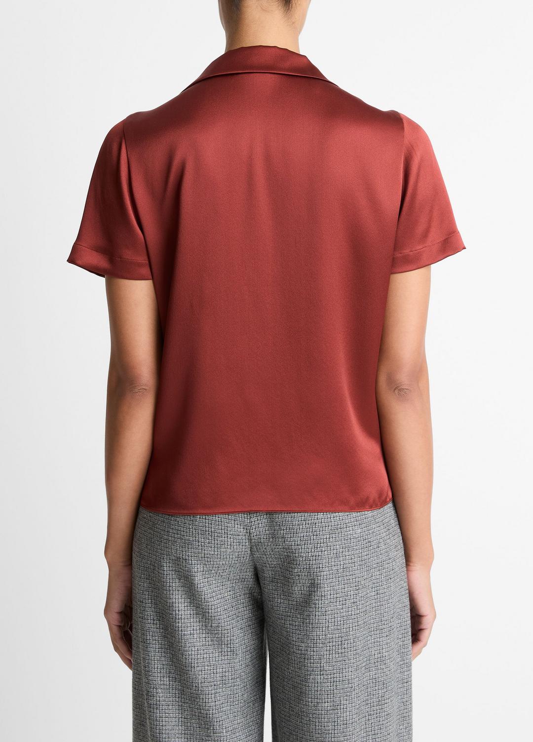 Silk Short-Sleeve Button-Front Shirt in Shirts & Tees | VINCE Sale