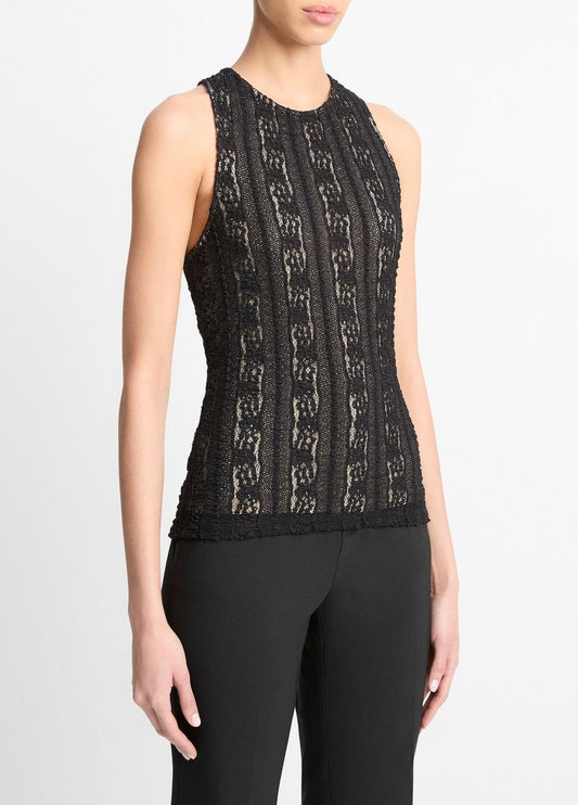 Smocked Lace Shell in Shirts & Tees | VINCE Sale
