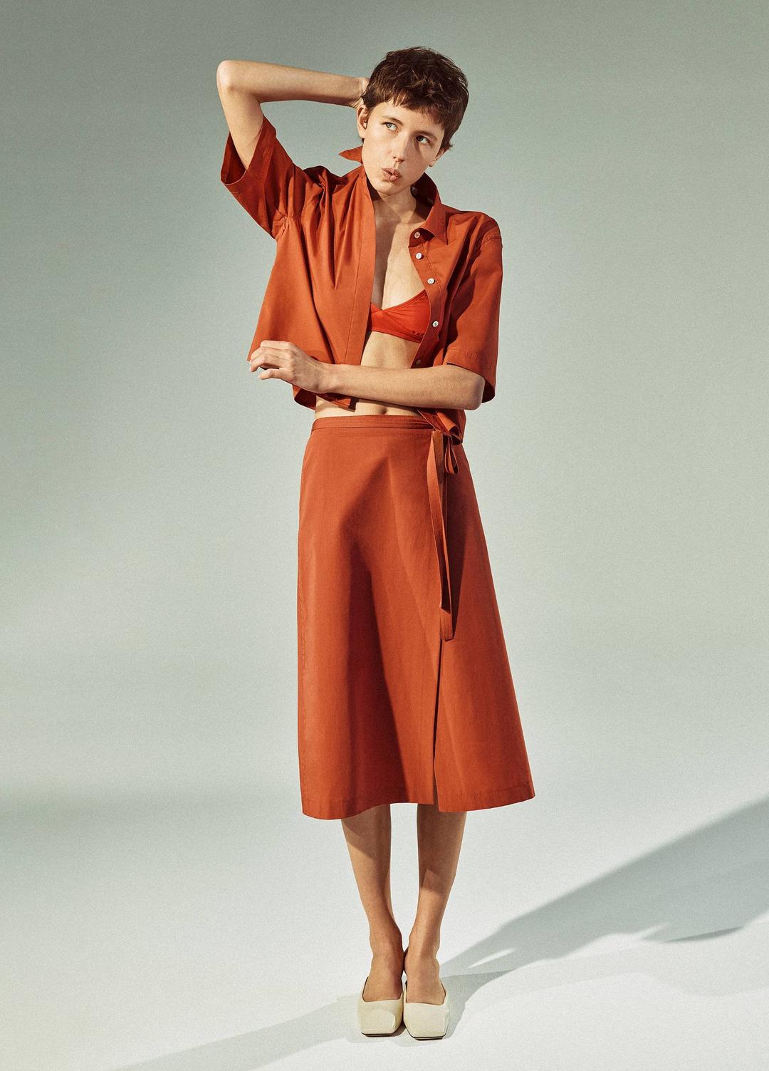 Cotton Short-Sleeve Cropped Shirt in Shirts & Tees | VINCE Sale