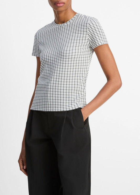 Checked Smocked T-Shirt in Shirts & Tees | VINCE Sale