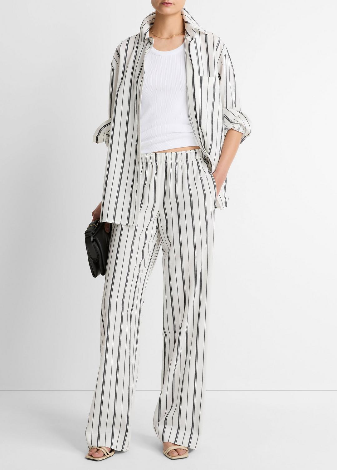 Resort Stripe Oversized Button-Front Shirt in Long Sleeve | VINCE Women