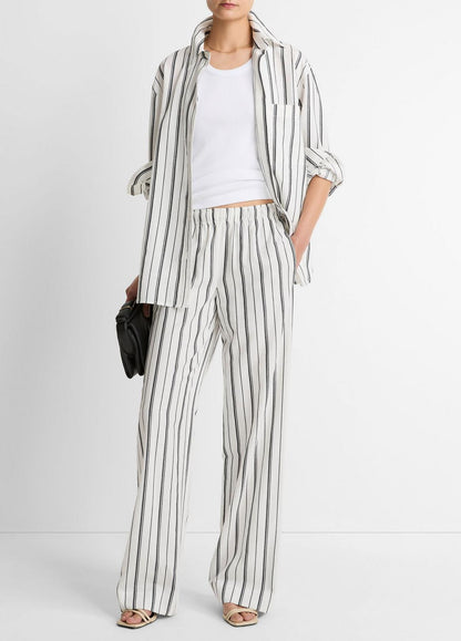 Resort Stripe Oversized Button-Front Shirt in Long Sleeve | VINCE Women