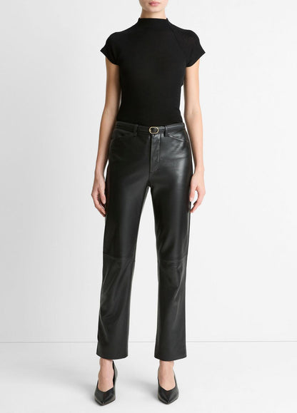 Wool Raglan Cap-Sleeve Mock-Neck Top in Short Sleeve | VINCE Women