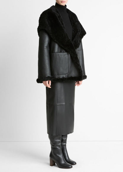 Shearling Hooded Jacket in Jackets | VINCE Women
