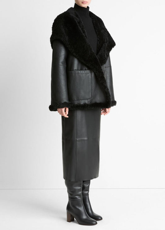 Shearling Hooded Jacket in Jackets | VINCE Women