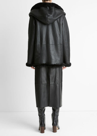Shearling Hooded Jacket in Jackets | VINCE Women