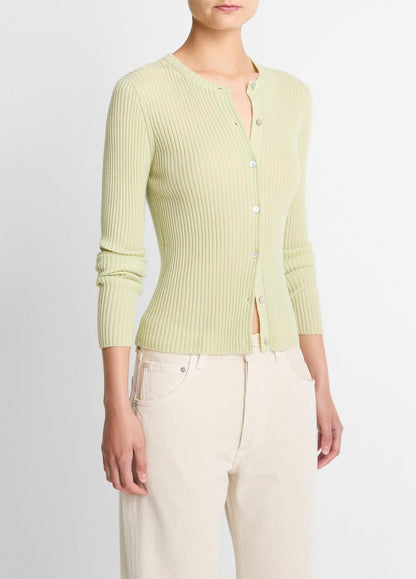 Ribbed Cashmere-Silk Cardigan in Cardigans | VINCE Women