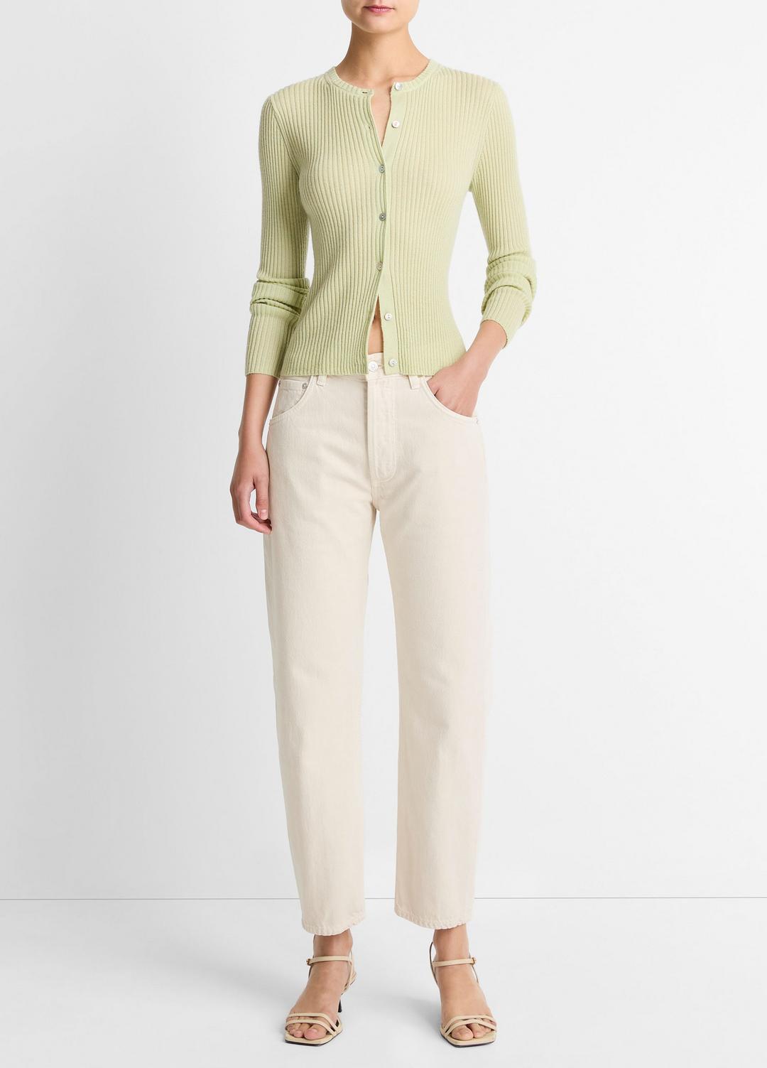 Ribbed Cashmere-Silk Cardigan in Cardigans | VINCE Women