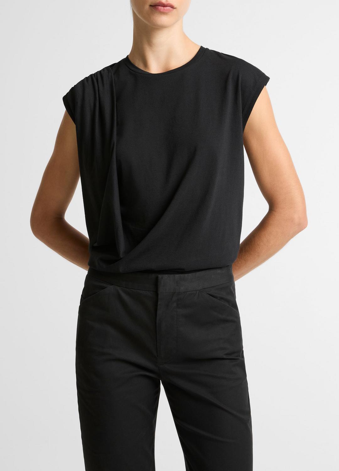 Pima Cotton-Blend Draped Relaxed Top in Tank Tops | VINCE Women