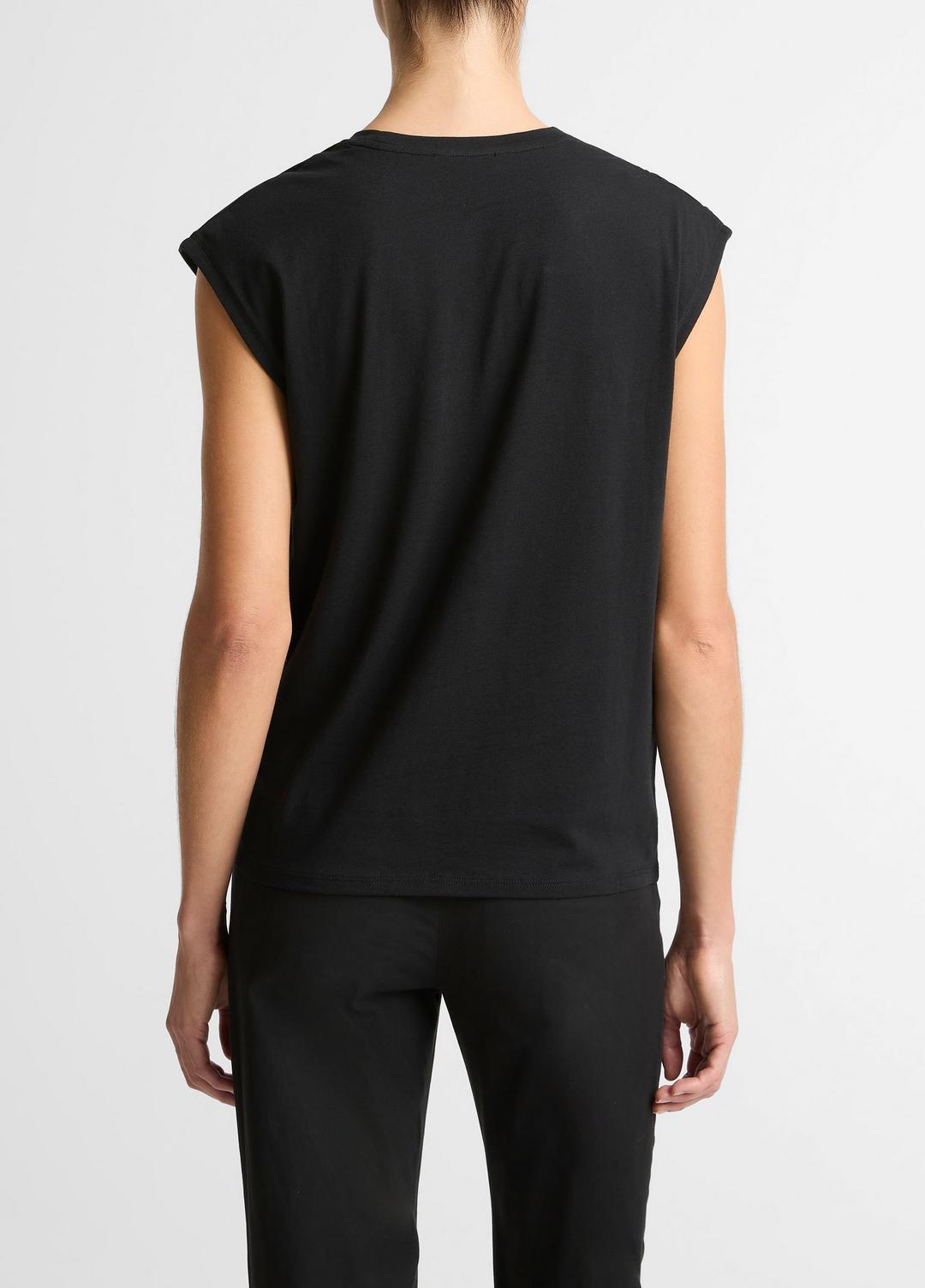 Pima Cotton-Blend Draped Relaxed Top in Tank Tops | VINCE Women