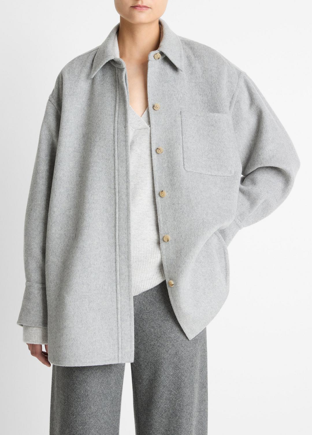 Double-Face Wool & Cashmere-Blend Shirt Jacket in Jackets | VINCE Women