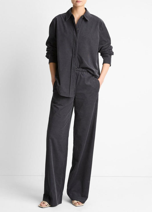 Cotton Corduroy Pull-On Pant in Wide Leg | VINCE Women