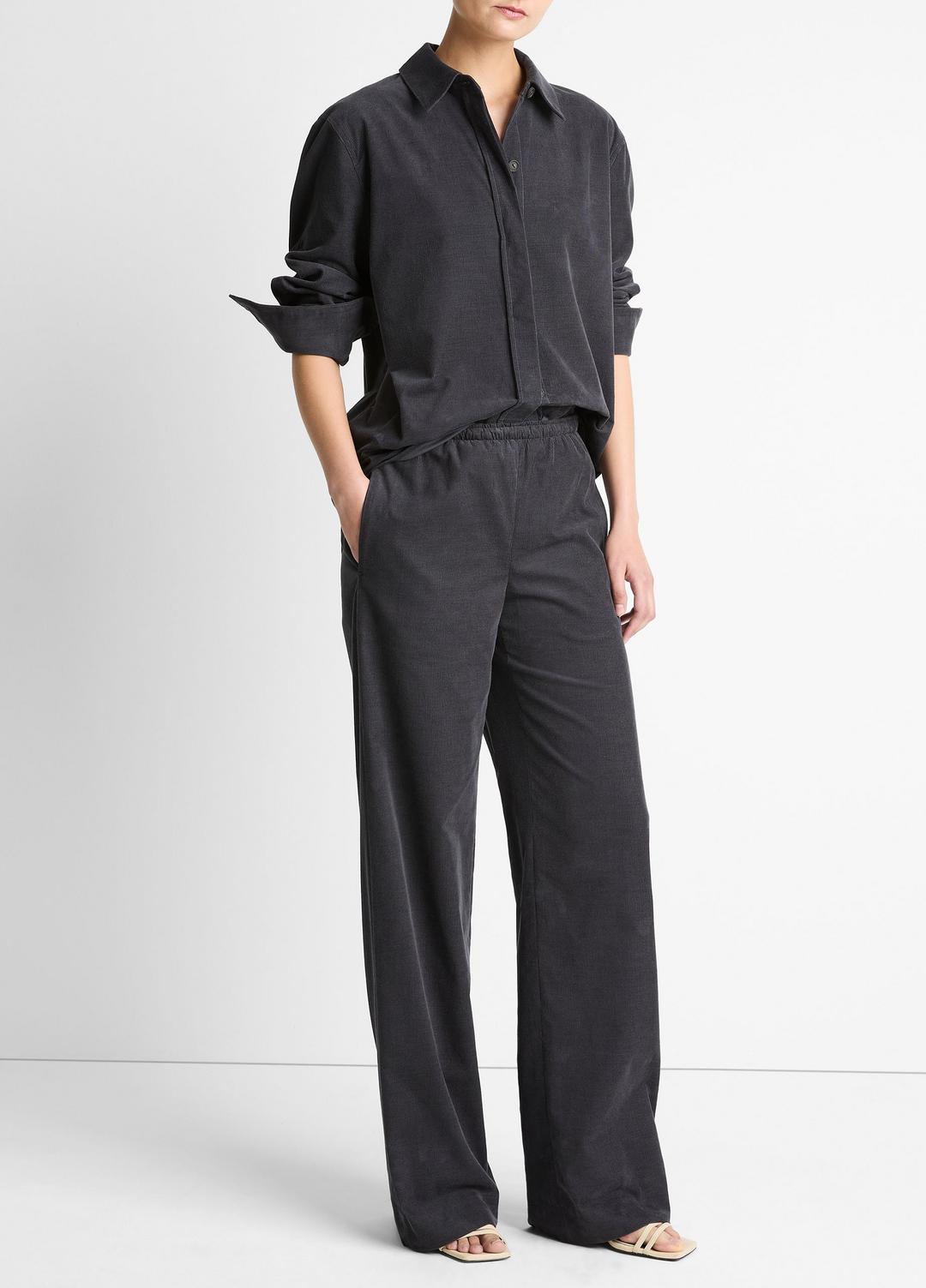 Cotton Corduroy Pull-On Pant in Wide Leg | VINCE Women