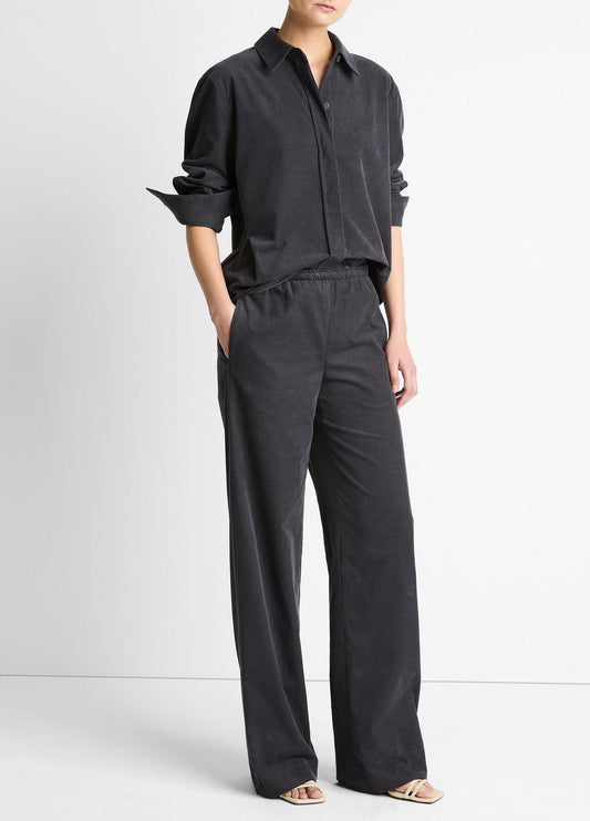 Cotton Corduroy Pull-On Pant in Wide Leg | VINCE Women
