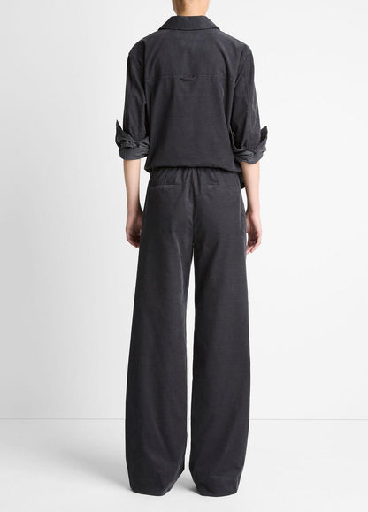 Cotton Corduroy Pull-On Pant in Wide Leg | VINCE Women