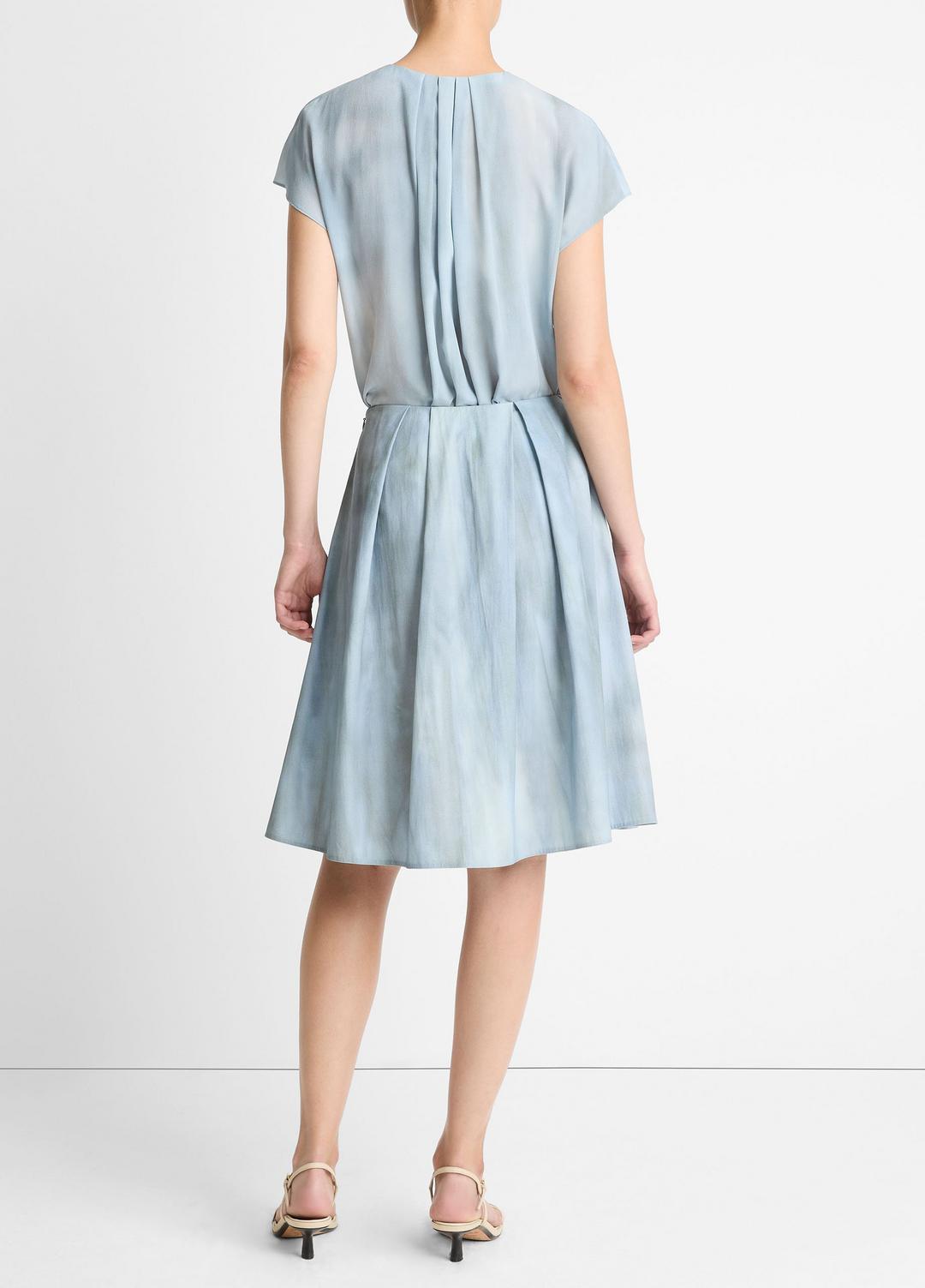 Washed Ombré Cotton Pleated Knee Skirt in Skirts | VINCE Women