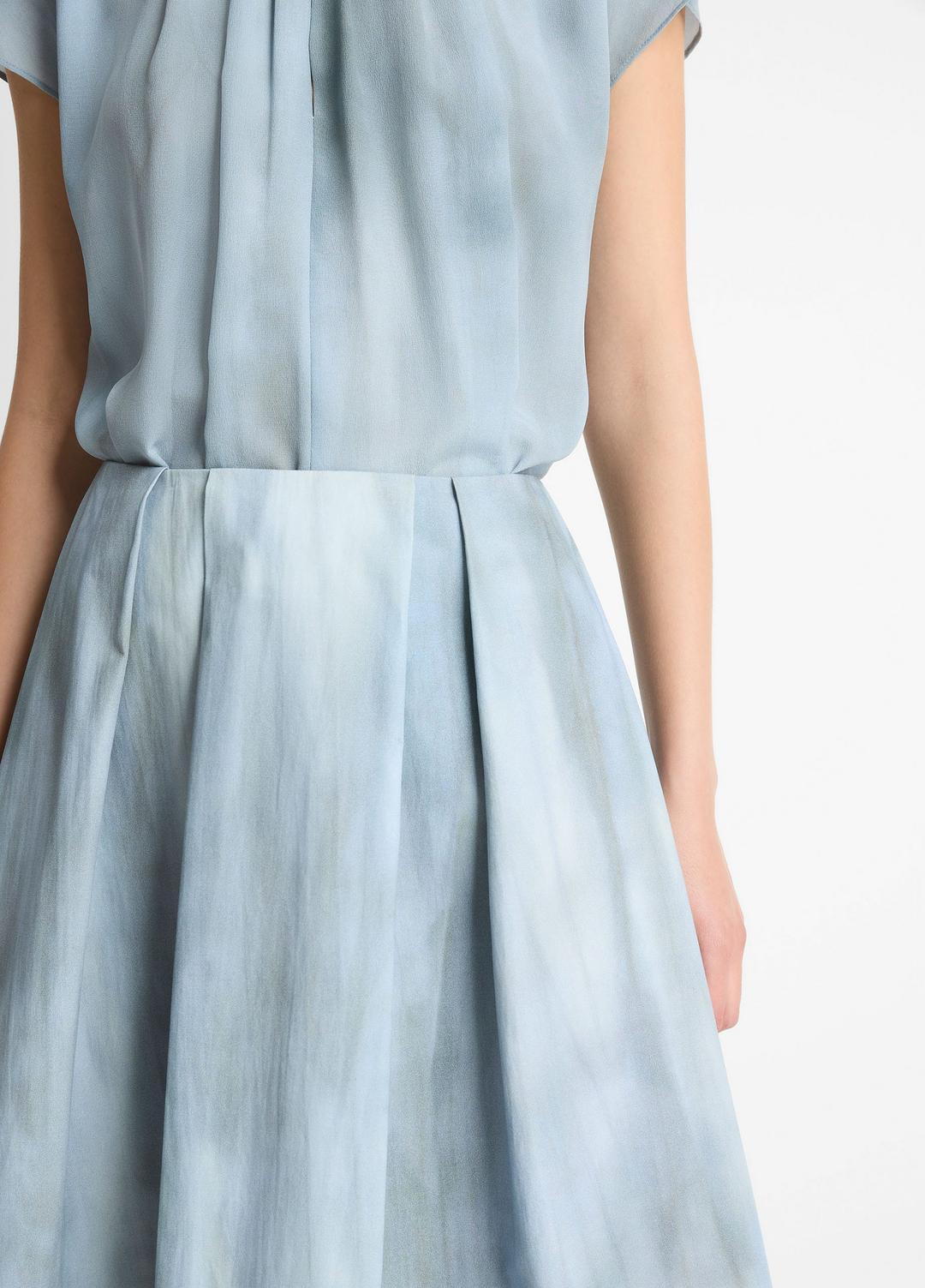 Washed Ombré Cotton Pleated Knee Skirt in Skirts | VINCE Women