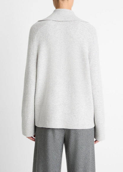 Wool & Cashmere-Blend Oversized Polo Sweater in V-Neck | VINCE Women