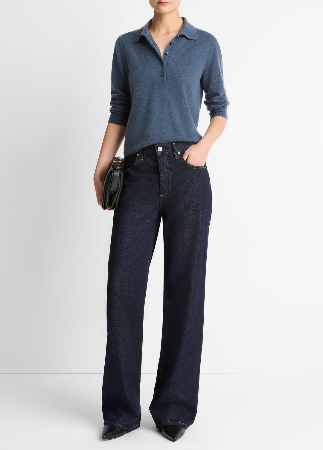 Cashmere-Silk Polo Sweater in Cashmere | VINCE Women