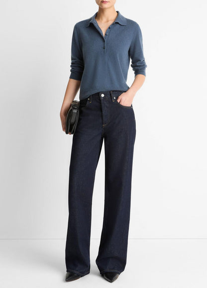 Cashmere-Silk Polo Sweater in Cashmere | VINCE Women