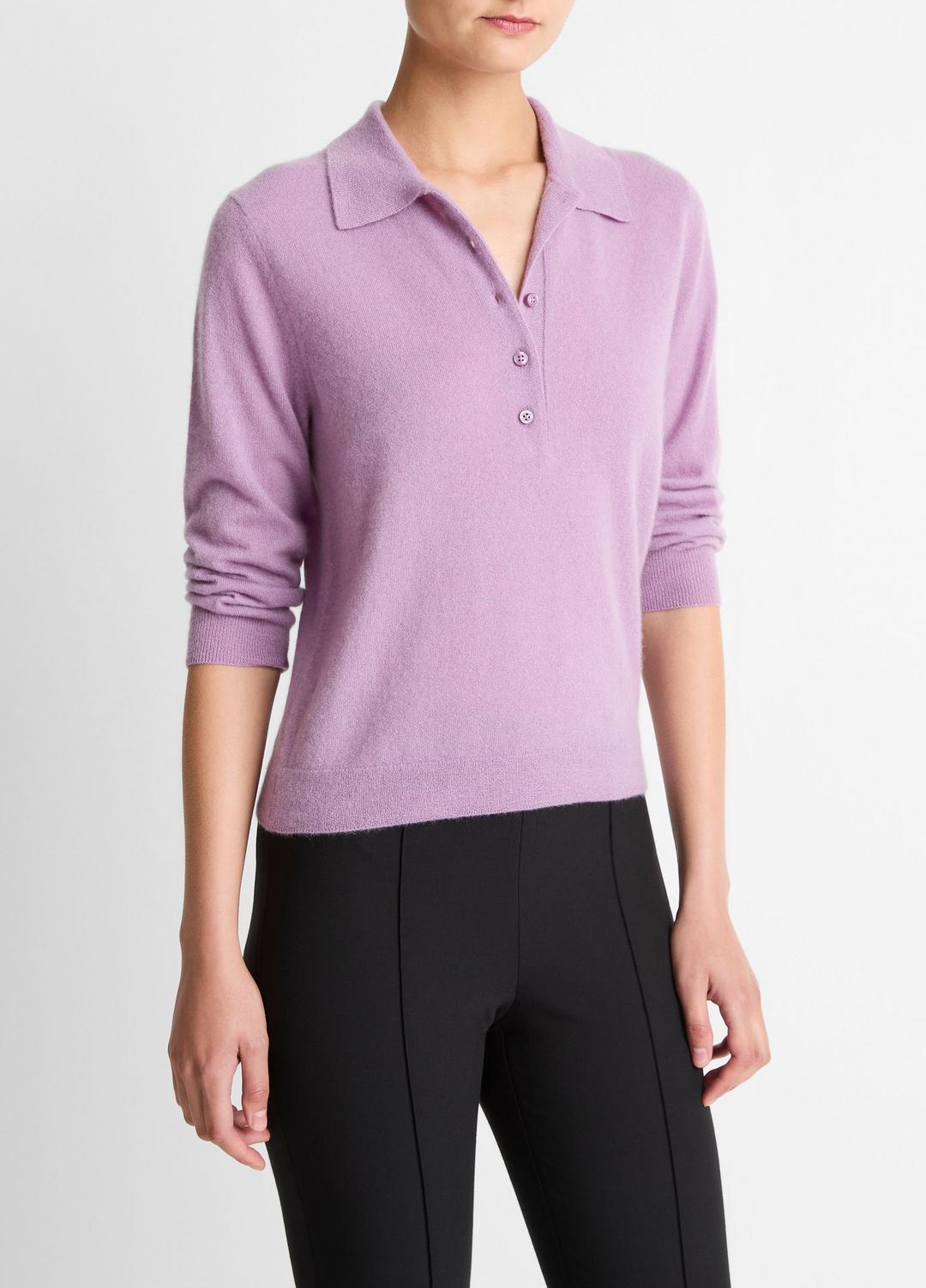 Cashmere-Silk Polo Sweater in Cashmere | VINCE Women