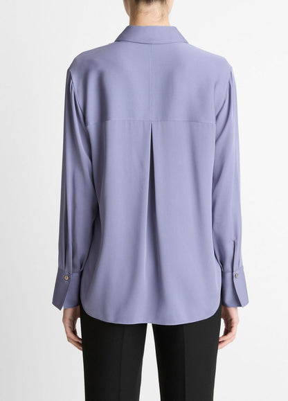 Stretch-Silk Button-Front Blouse in Long Sleeve | VINCE Women