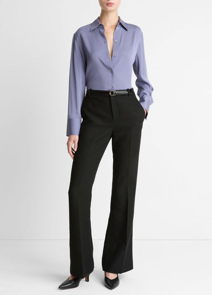 Stretch-Silk Button-Front Blouse in Long Sleeve | VINCE Women