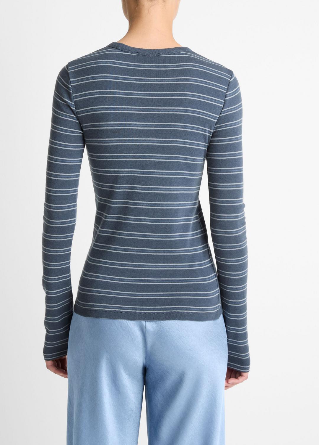 Striped Pima Cotton-Blend Long-Sleeve T-Shirt in Long Sleeve | VINCE Women