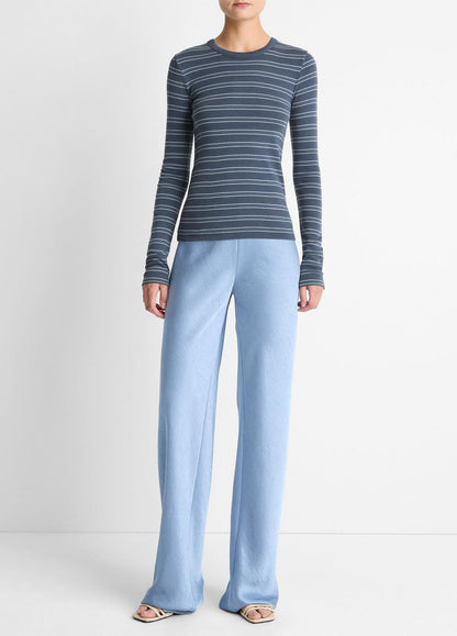 Striped Pima Cotton-Blend Long-Sleeve T-Shirt in Long Sleeve | VINCE Women